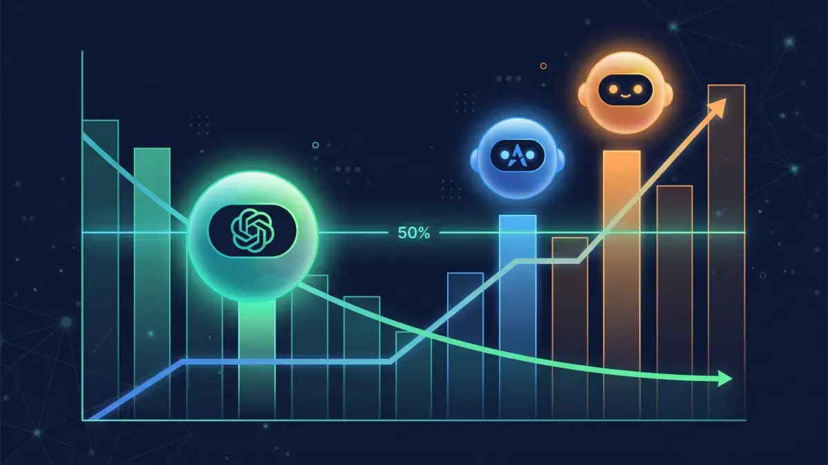 ChatGPT Just Fell Below 50% Market Share for the First Time: How Gemini and Claude Are Closing the Gap