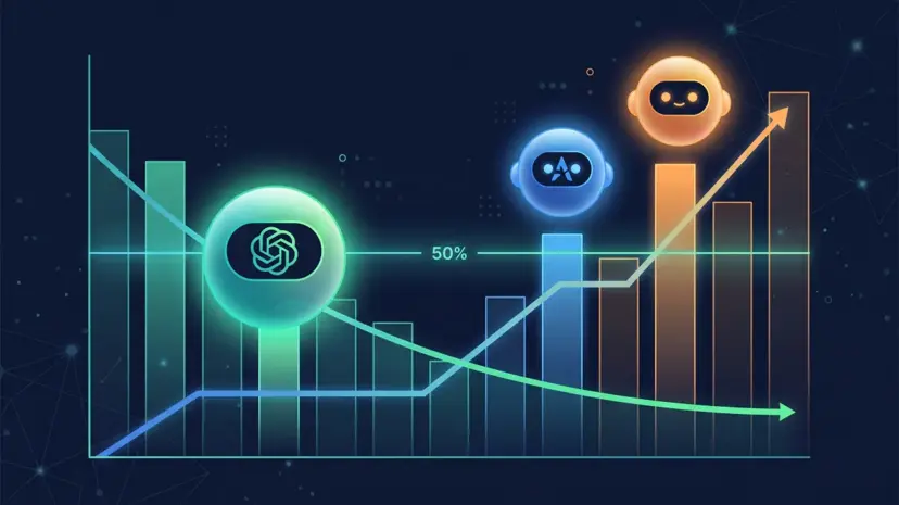 ChatGPT Just Fell Below 50% Market Share for the First Time: How Gemini and Claude Are Closing the Gap
